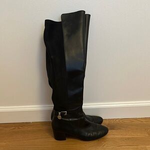 Michael Kors Elegant Black Leather Knee-High Boots